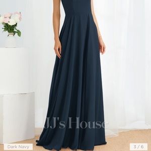 JJ’s House A-line Straight Floor Length Chiffon Bridesmaid Dress Dark Navy Sz 6